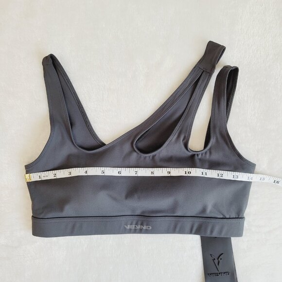 VEYND | V-Sculpt Asymmetric Light Support Sports Bra - Dark Gray - Picture 5 of 9